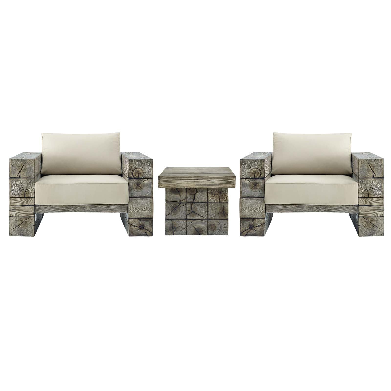 Manteo Rustic Coastal Outdoor Patio Sunbrella¨ 3 Piece Set