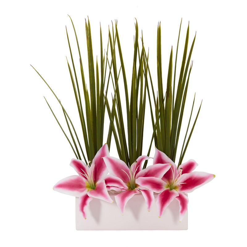 23" Grass & Lily Artificial Arrangement