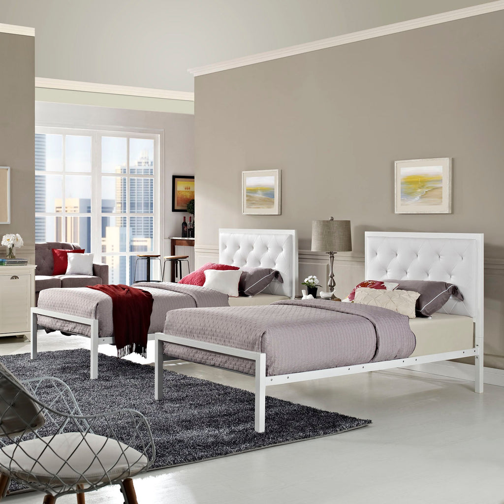 Mia Vinyl Twin Bed by Modway