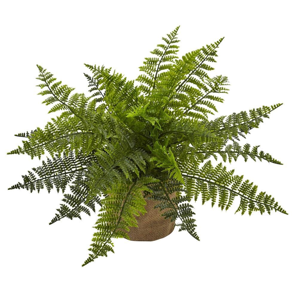 15"  Ruffle Fern Bush w/Burlap Base (Set of 2)