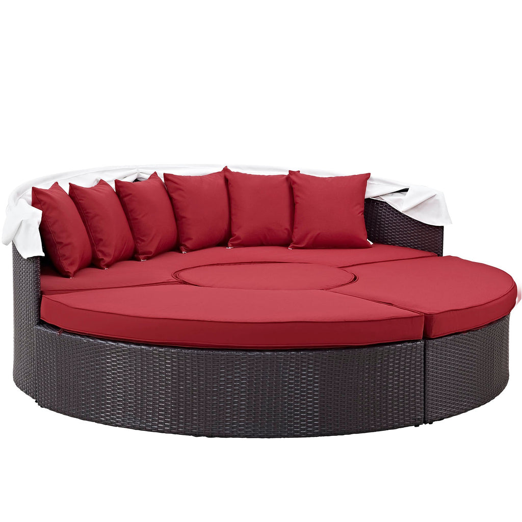Convene Outdoor Patio Wicker Rattan Canopy Sectional Daybed by Modway