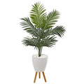 4.5"  Kentia Artificial Palm Tree in White Planter with Legs