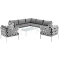 Harmony 8 Piece Outdoor Patio Aluminum Sectional Sofa Set by Modway
