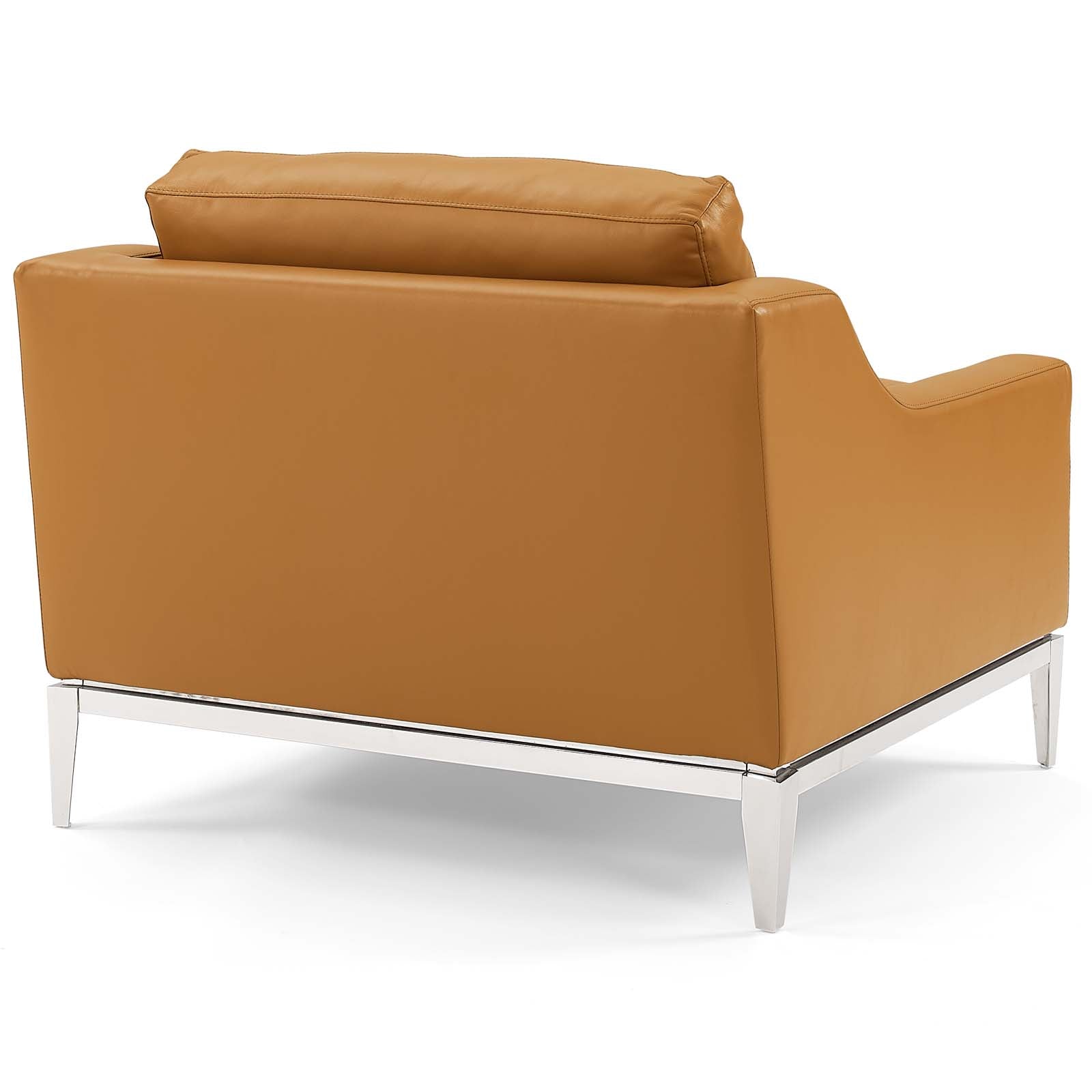 Harness Stainless Steel Base Leather Sofa & Armchair Set by Modway