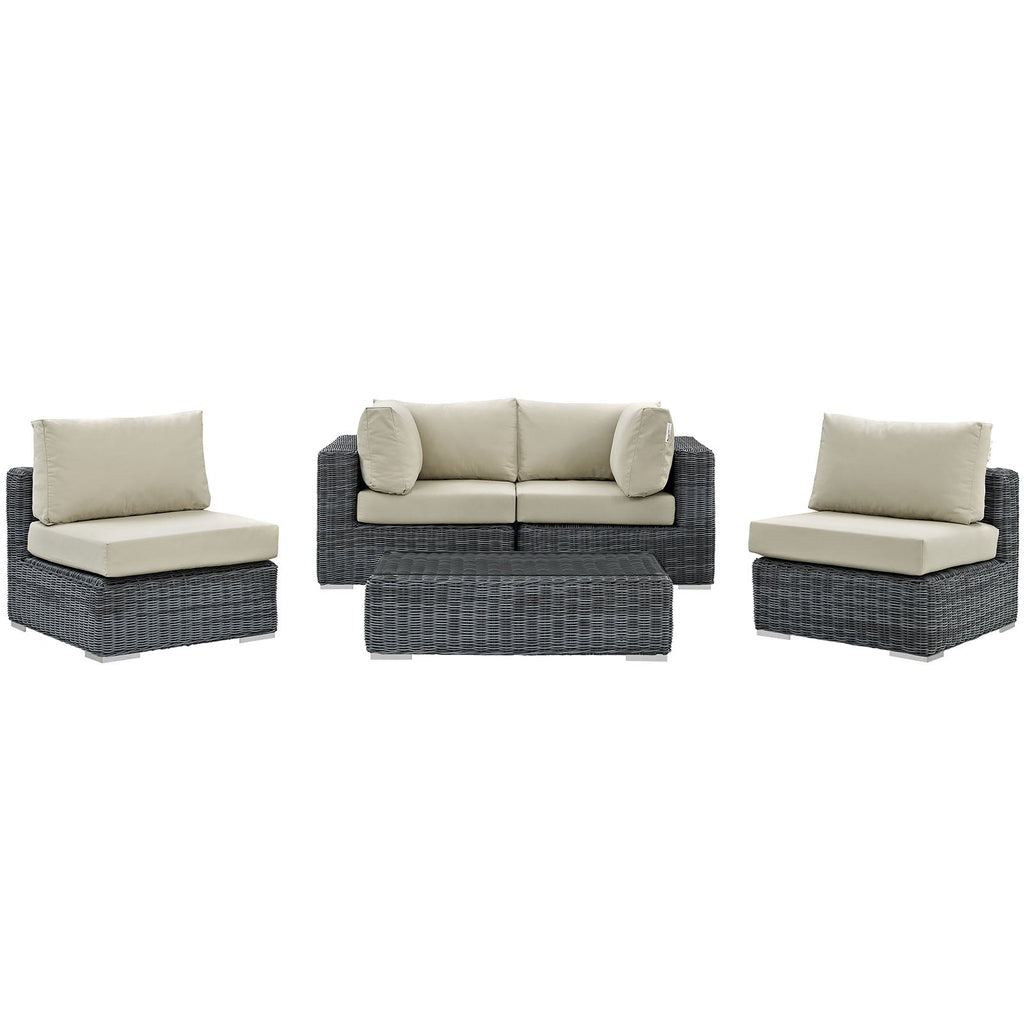 Summon 5 Piece Outdoor Patio Sunbrella¨ Sectional Set by Modway
