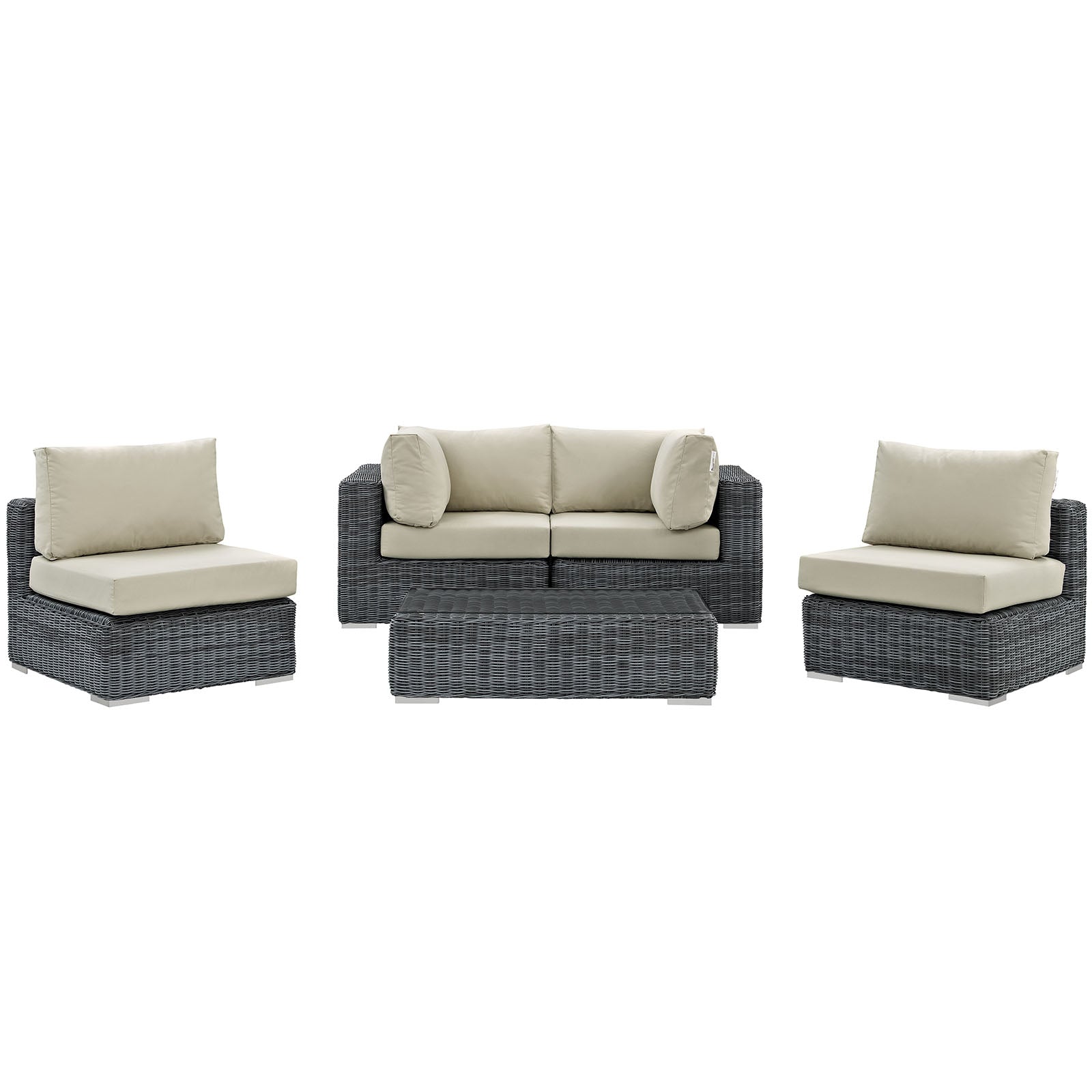 Summon 5 Piece Outdoor Patio Sunbrella¨ Sectional Set by Modway