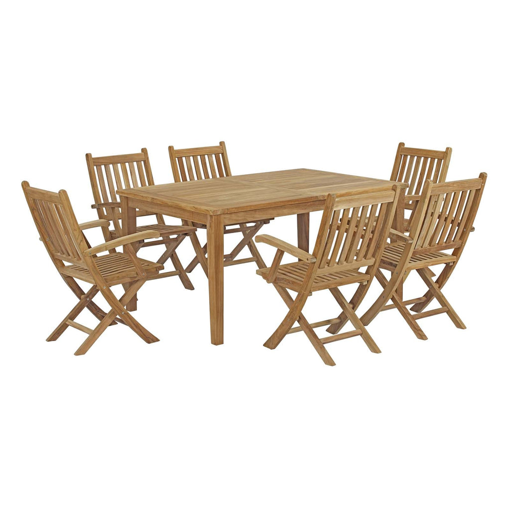 Marina 7 Piece Outdoor Patio Teak Dining Set by Modway