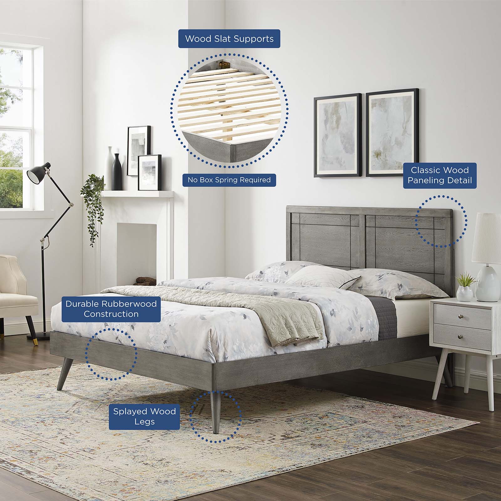 Marlee Wood Queen Platform Bed With Splayed Legs by Modway