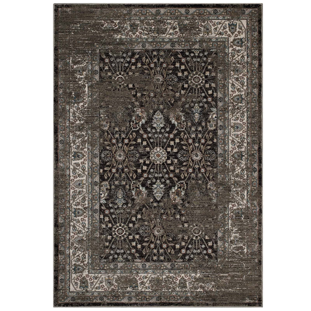 Berit Distressed Vintage Floral Lattice 8x10 Area Rug by Modway