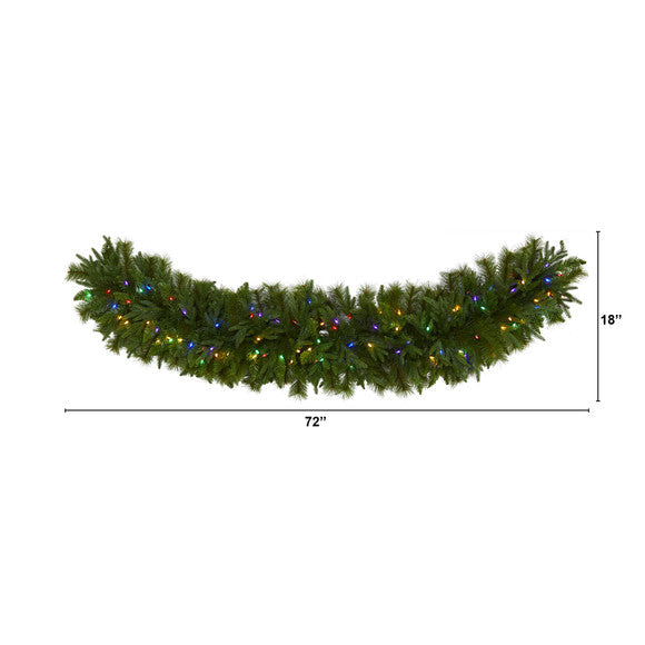 6' x 18" Christmas Pine Extra Wide Artificial Garland w/100 Multicolor LED