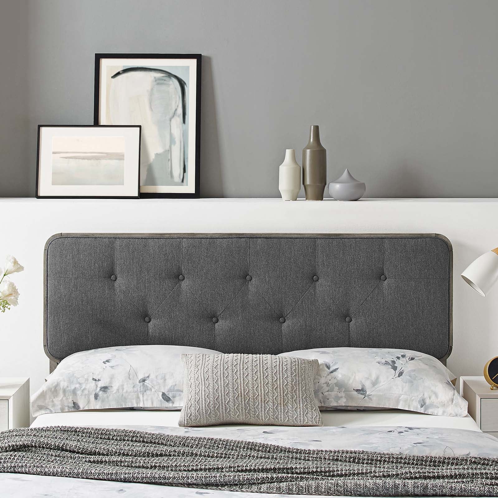 Collins Tufted Fabric and Wood King Headboard by Modway