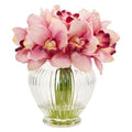 Cymbidium Orchid Artificial Arrangement in Glass Vase