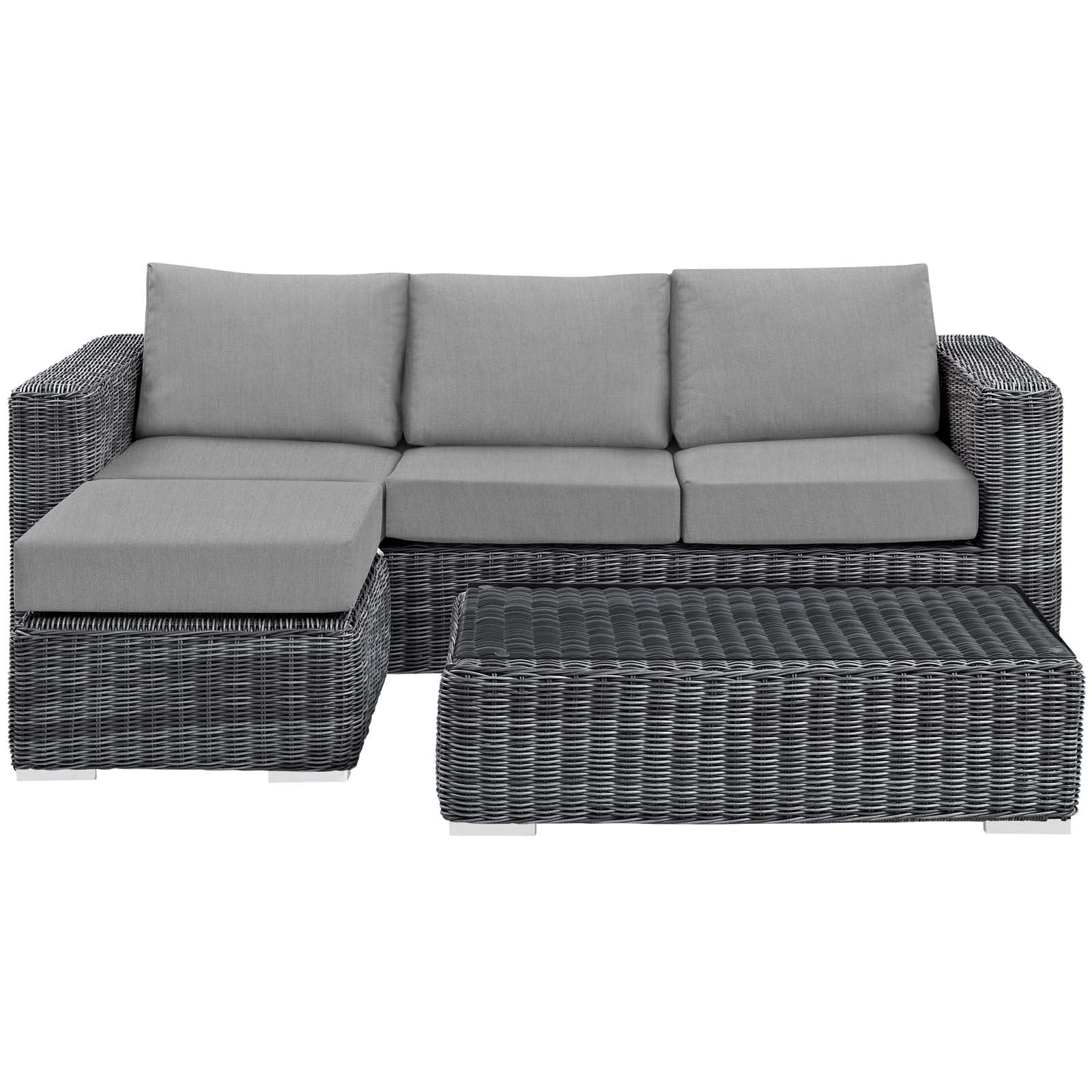 Summon 3 Piece Outdoor Patio Sunbrella¨ Sectional Set by Modway