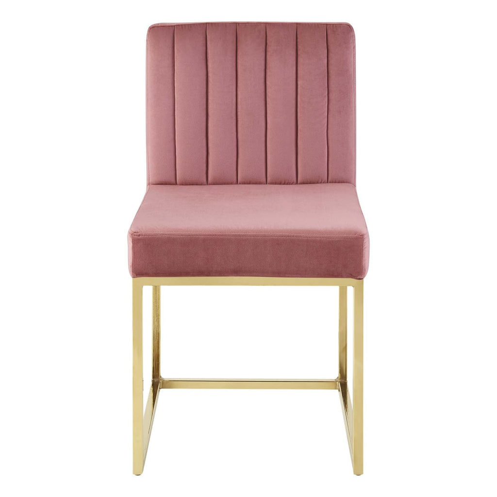 Carriage Channel Tufted Sled Base Performance Velvet Dining Chair by Modway