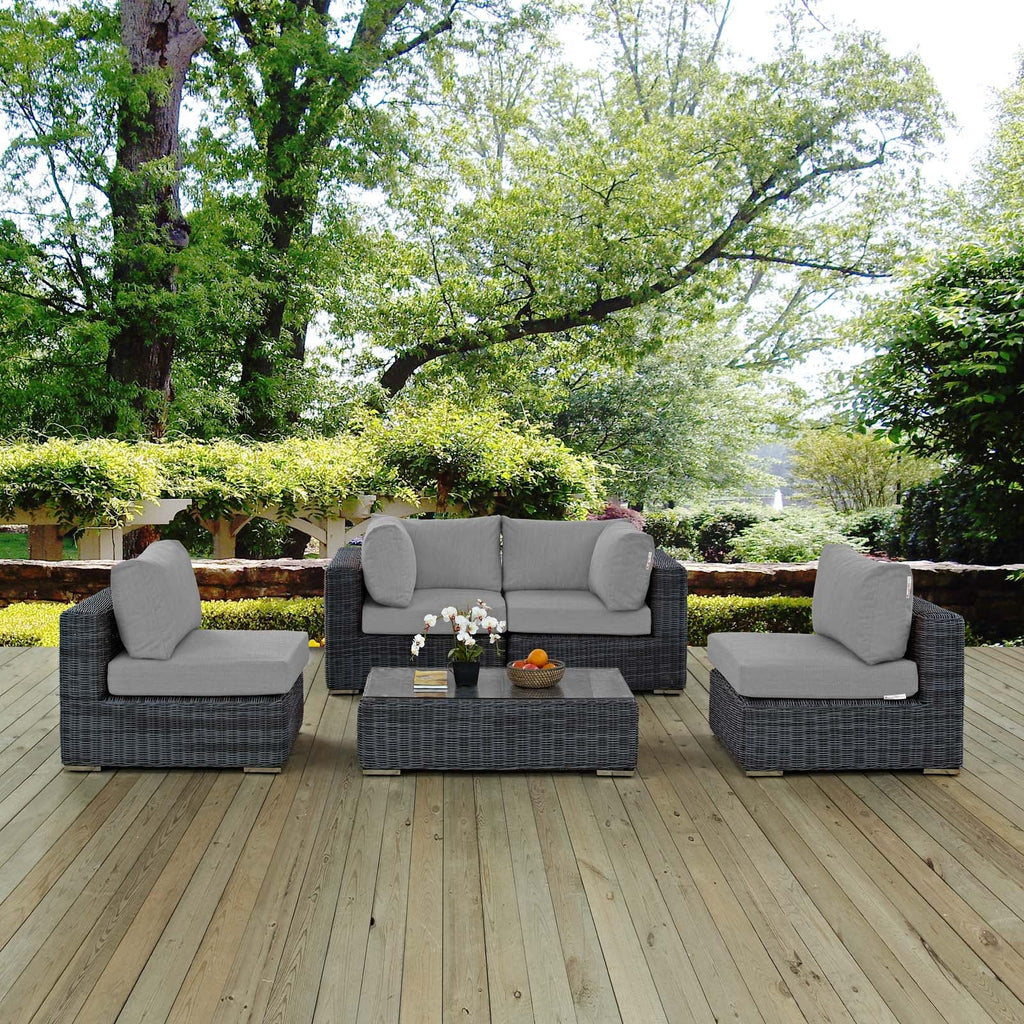Summon 5 Piece Outdoor Patio Sunbrella¨ Sectional Set by Modway