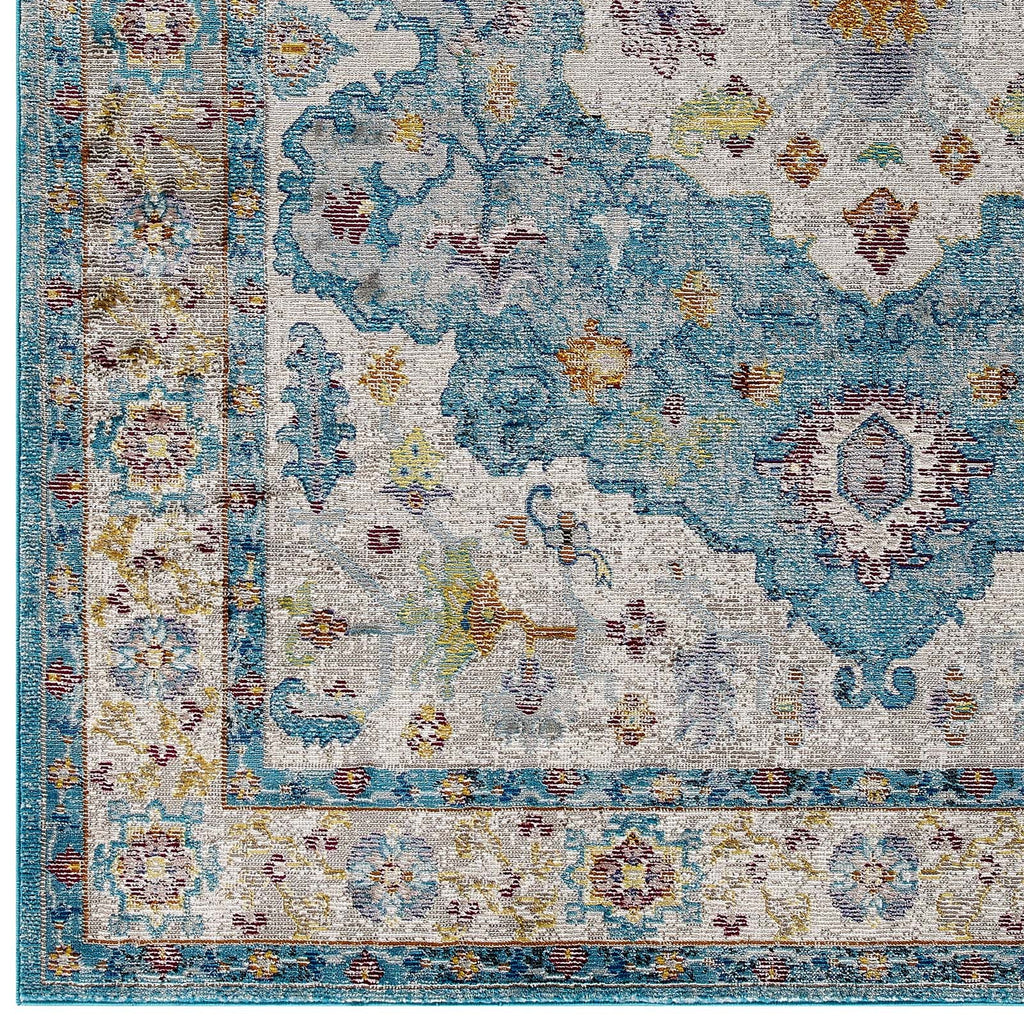 Success Anisah Distressed Floral Vintage Medallion 8x10 Area Rug by Modway