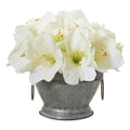 Amaryllis Arrangement in Vintage Bowl with Copper Trimming