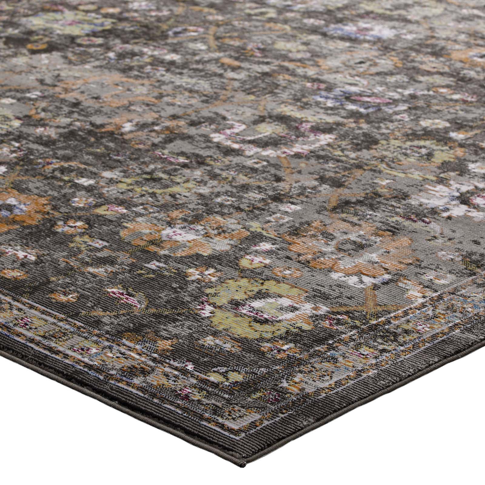 Minu Distressed Floral Lattice 4x6 Area Rug by Modway