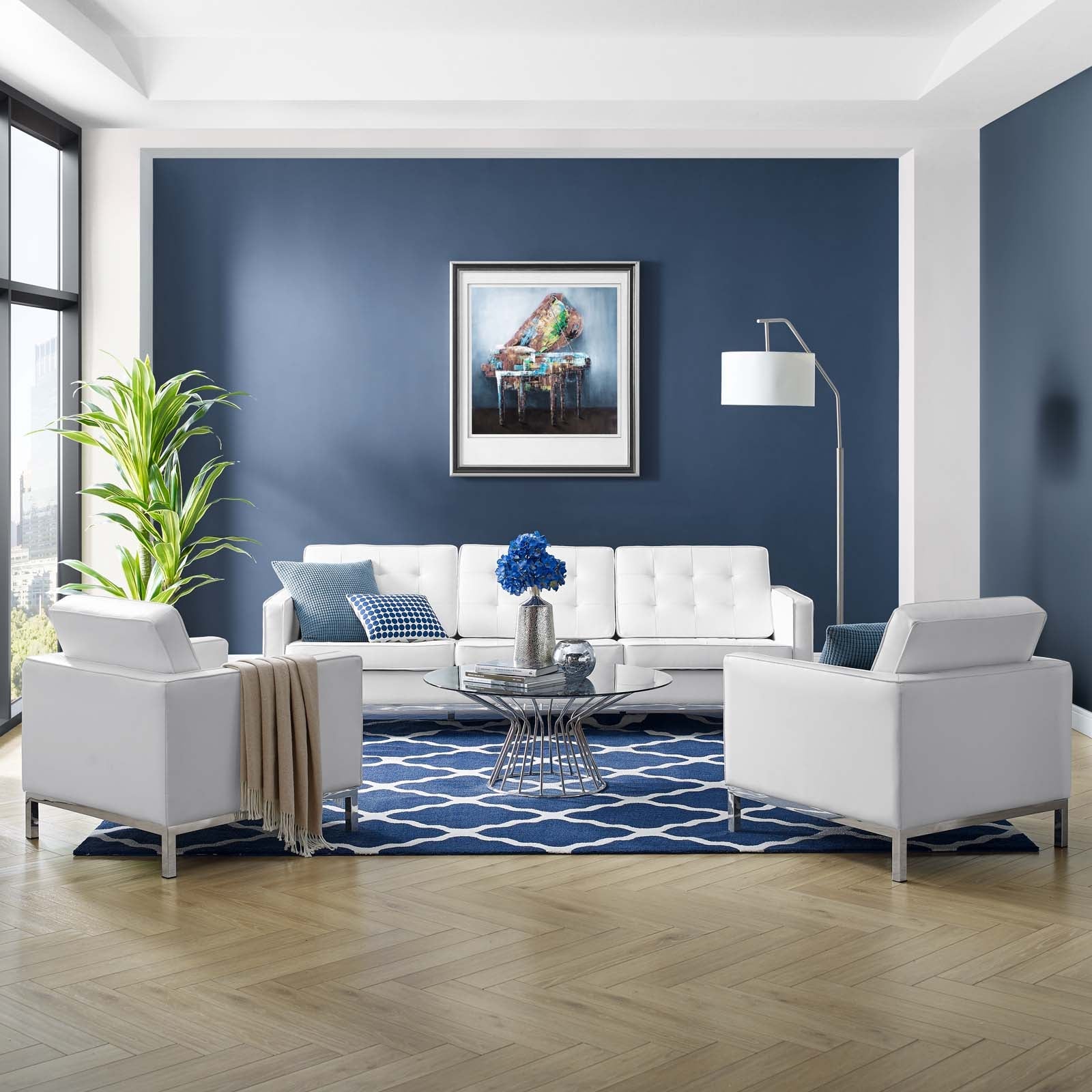 Loft 3-Piece Tufted Vegan Leather Furniture Set by Modway