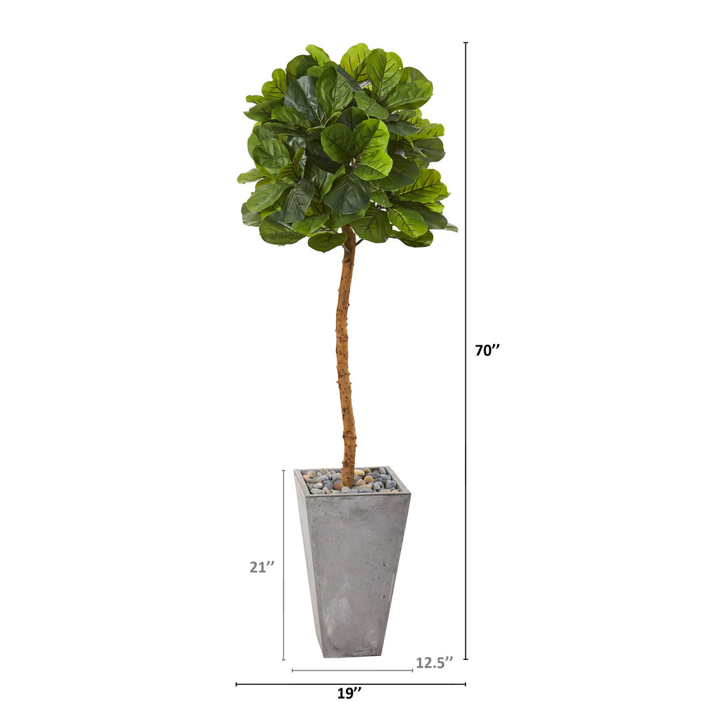 70" Fiddle Leaf Artificial Tree in Cement Planter (Real Touch)