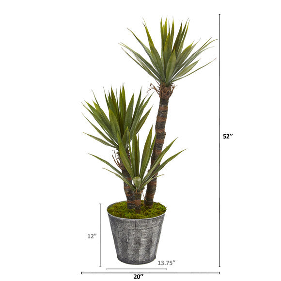 52" Yucca Artificial Tree in Embossed Black Planter