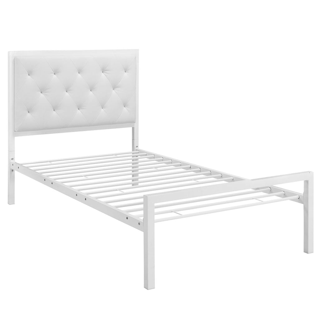Mia Vinyl Twin Bed by Modway
