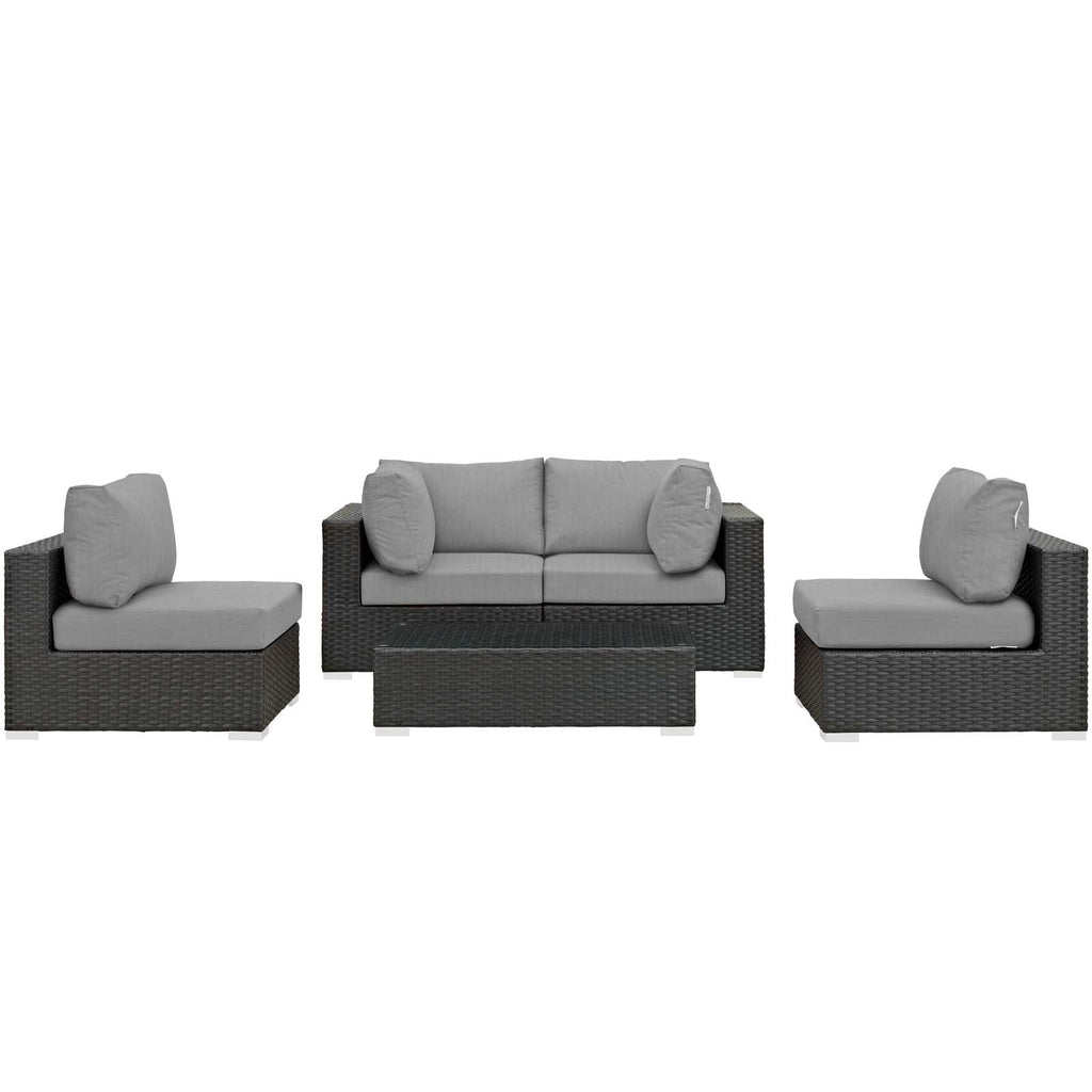Sojourn 5 Piece Outdoor Patio Sunbrella¨ Sectional Set by Modway