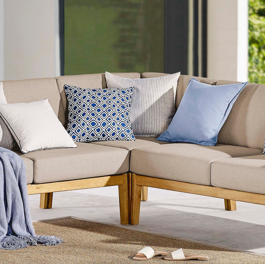 Sedona Outdoor Patio Eucalyptus Wood Sectional Sofa Corner Chair by Modway