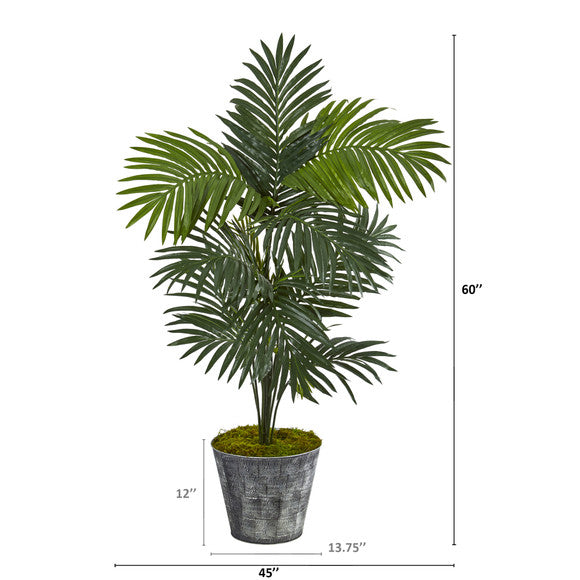 5' Kentia Artificial Palm Tree in Decorative Tin Bucket