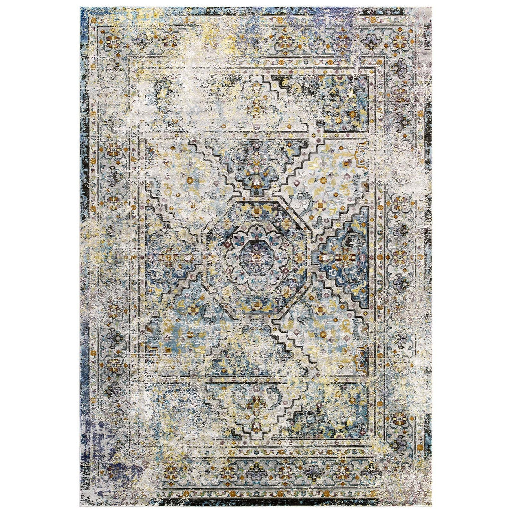 Success Jacinda Distressed Vintage Floral Vintage Medallion 8x10 Area Rug by Modway