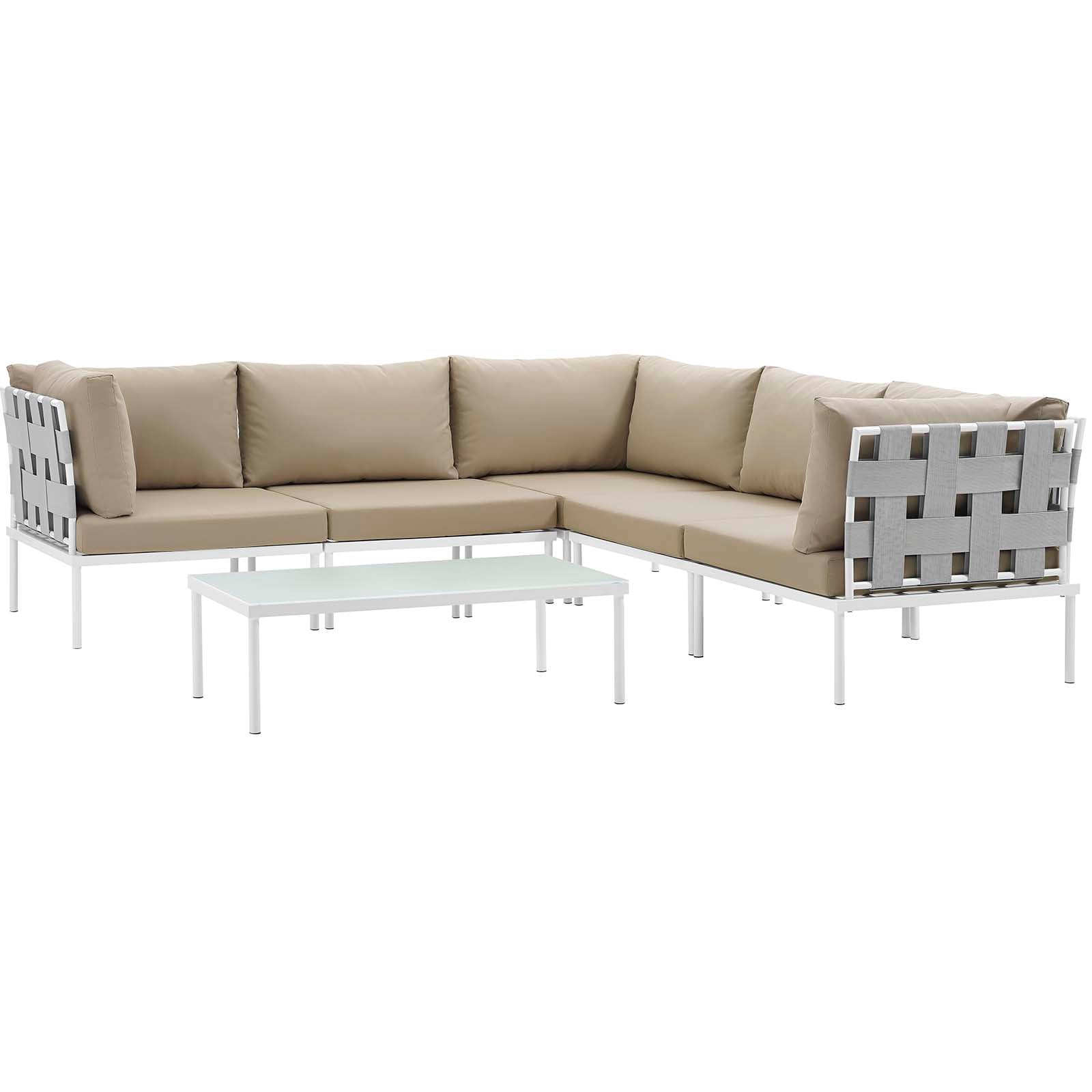 Harmony 6 Piece Outdoor Patio Aluminum Sectional Sofa Set by Modway
