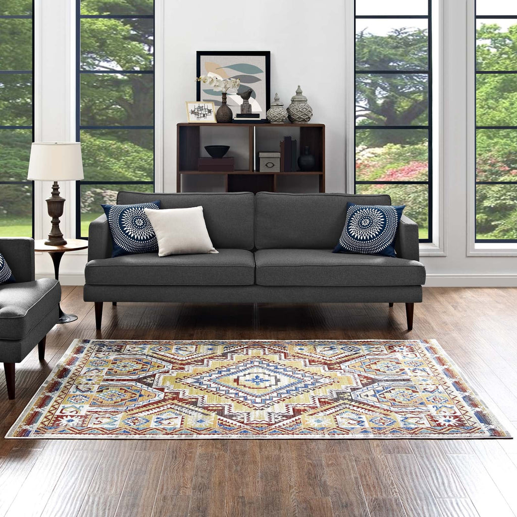 Florita Distressed Southwestern Aztec 8x10 Area Rug by Modway