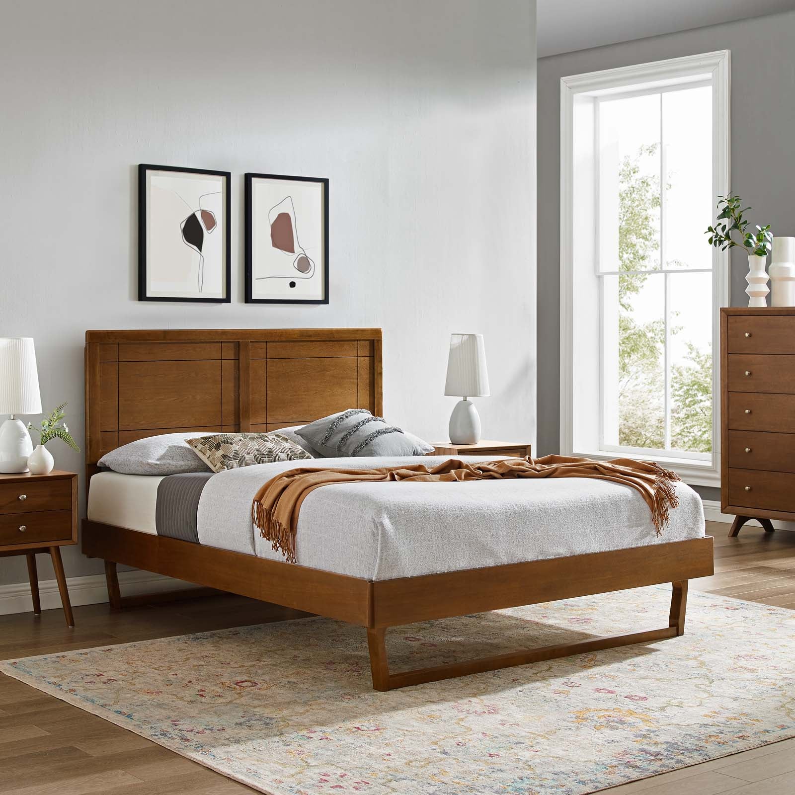 Marlee Wood Queen Platform Bed With Angular Frame by Modway