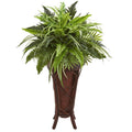32"  Mixed Greens and Fern Artificial Plant in Decorative Stand