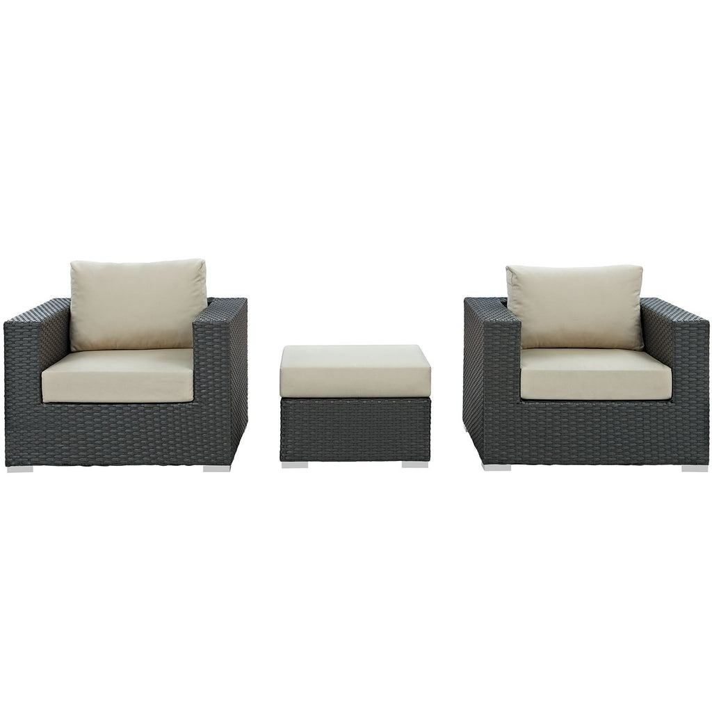 Sojourn 3 Piece Outdoor Patio Sunbrella¨ Sectional Set by Modway