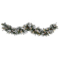 6' Flocked Mixed Pine Artificial Christmas Garland with 50 LED Lights