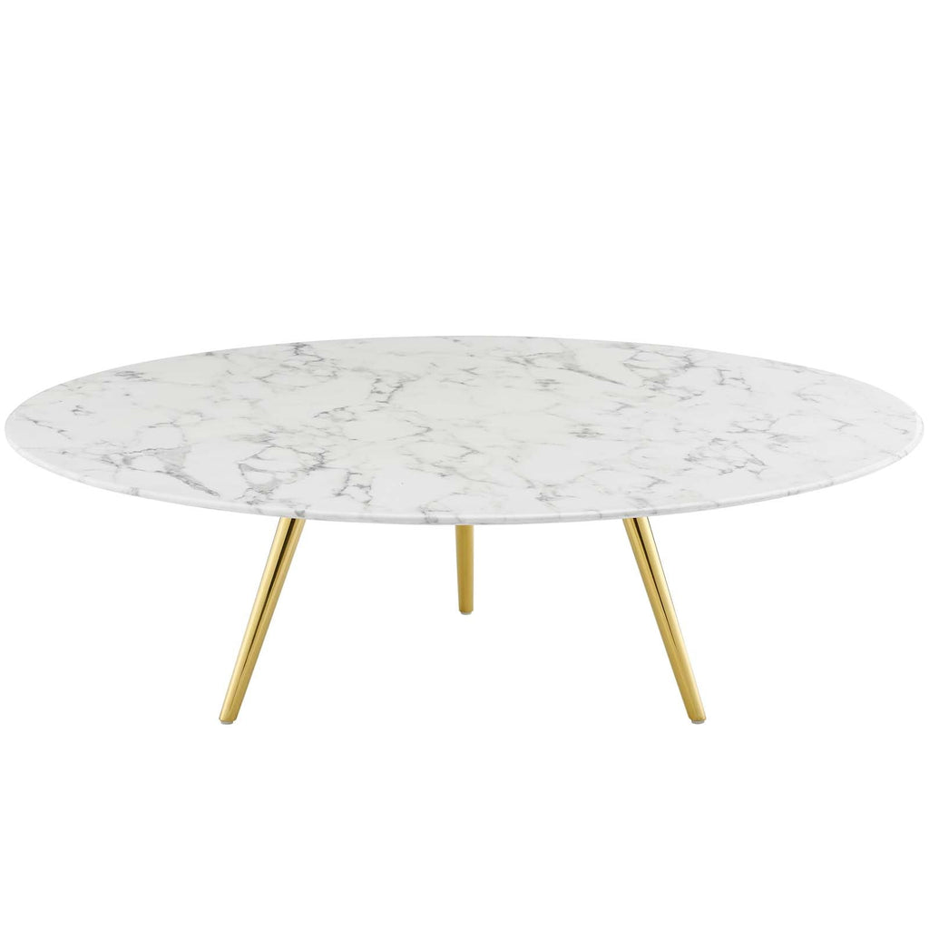 Lippa 48" Round Faux Marble Coffee Table with Tripod Base by Modway