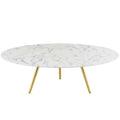 Lippa 48" Round Faux Marble Coffee Table with Tripod Base by Modway