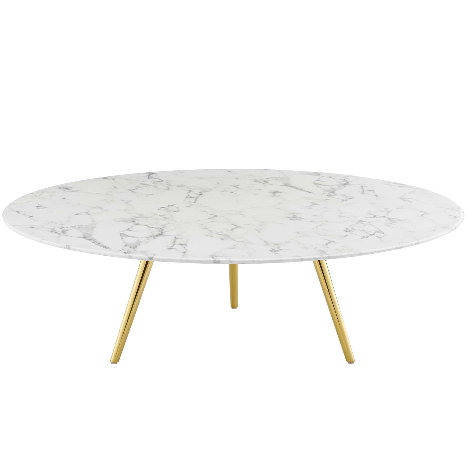 Lippa 48" Round Faux Marble Coffee Table with Tripod Base by Modway