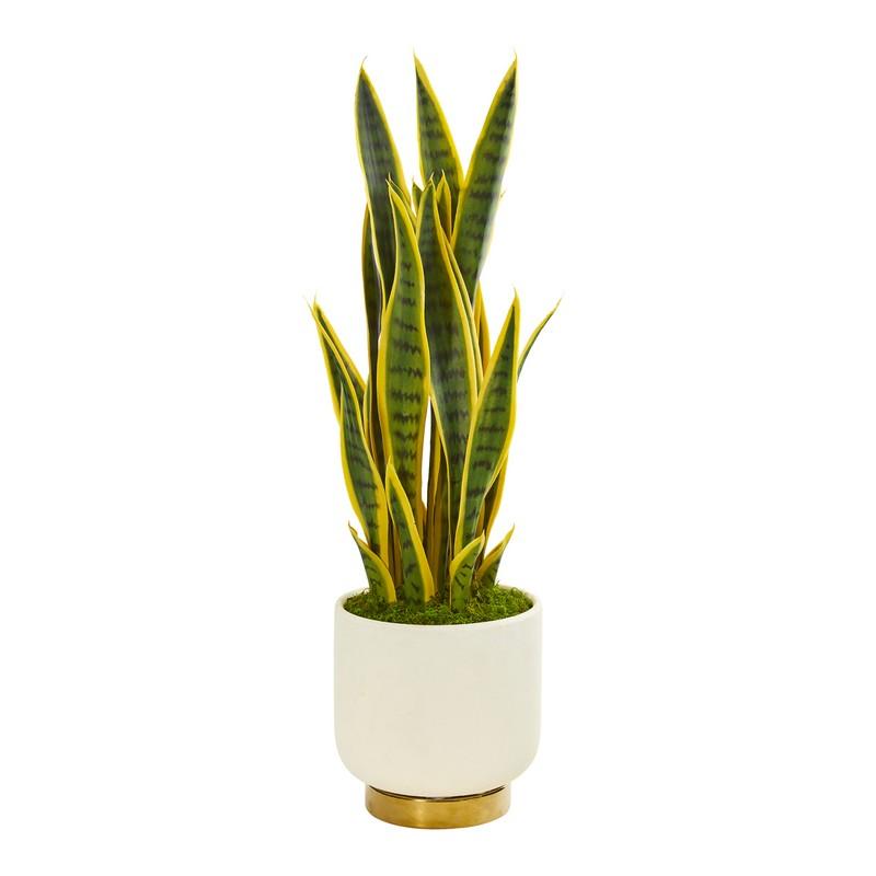 27"  Sansevieria Artificial Plant in Designer Bowl