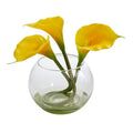 9'' Calla Lily Artificial Arrangement in Rounded Glass Vase