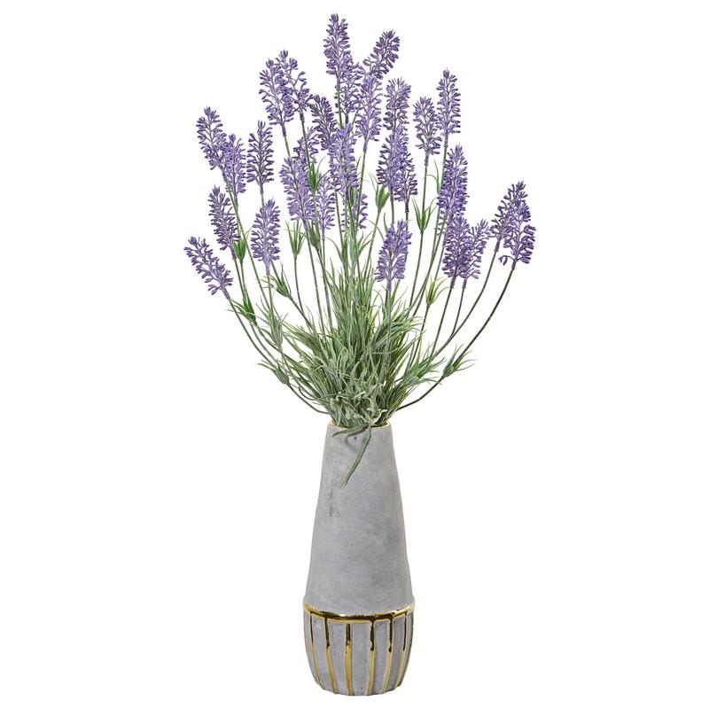25"  Lavender Artificial Plant in Vase with Gold Trimming