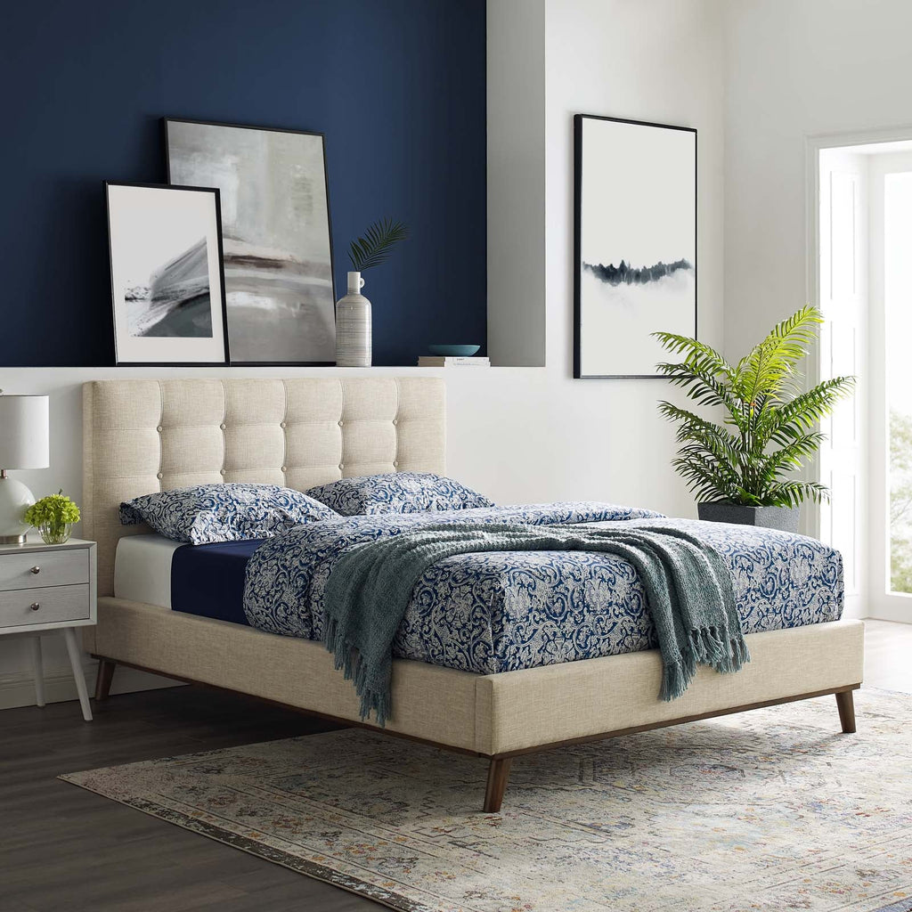 McKenzie Biscuit Tufted Upholstered Fabric Queen Platform Bed by Modway