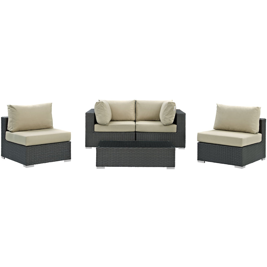 Sojourn 5 Piece Outdoor Patio Sunbrella¨ Sectional Set by Modway