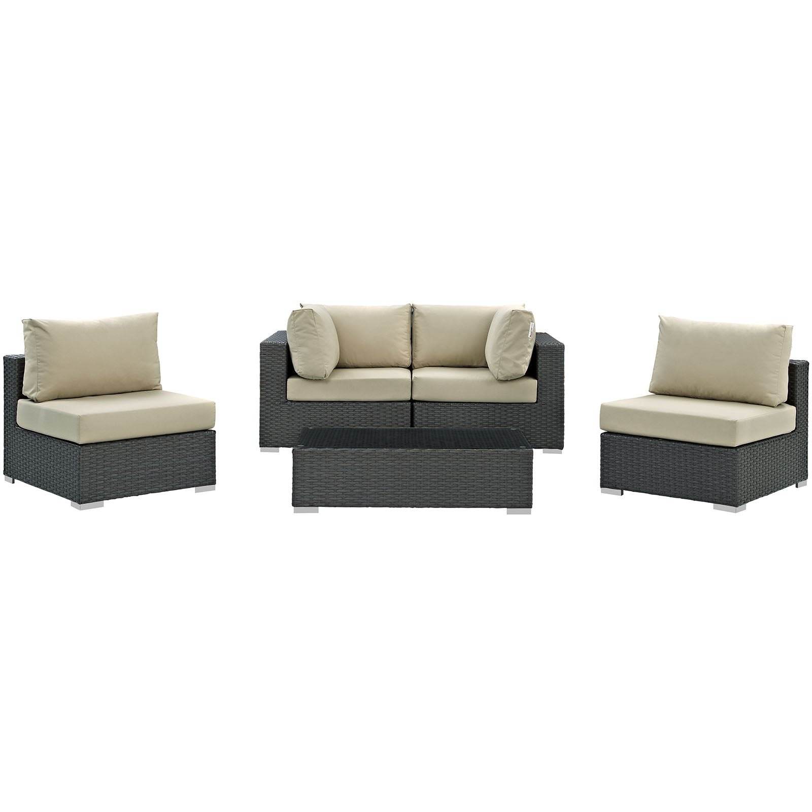 Sojourn 5 Piece Outdoor Patio Sunbrella¨ Sectional Set by Modway