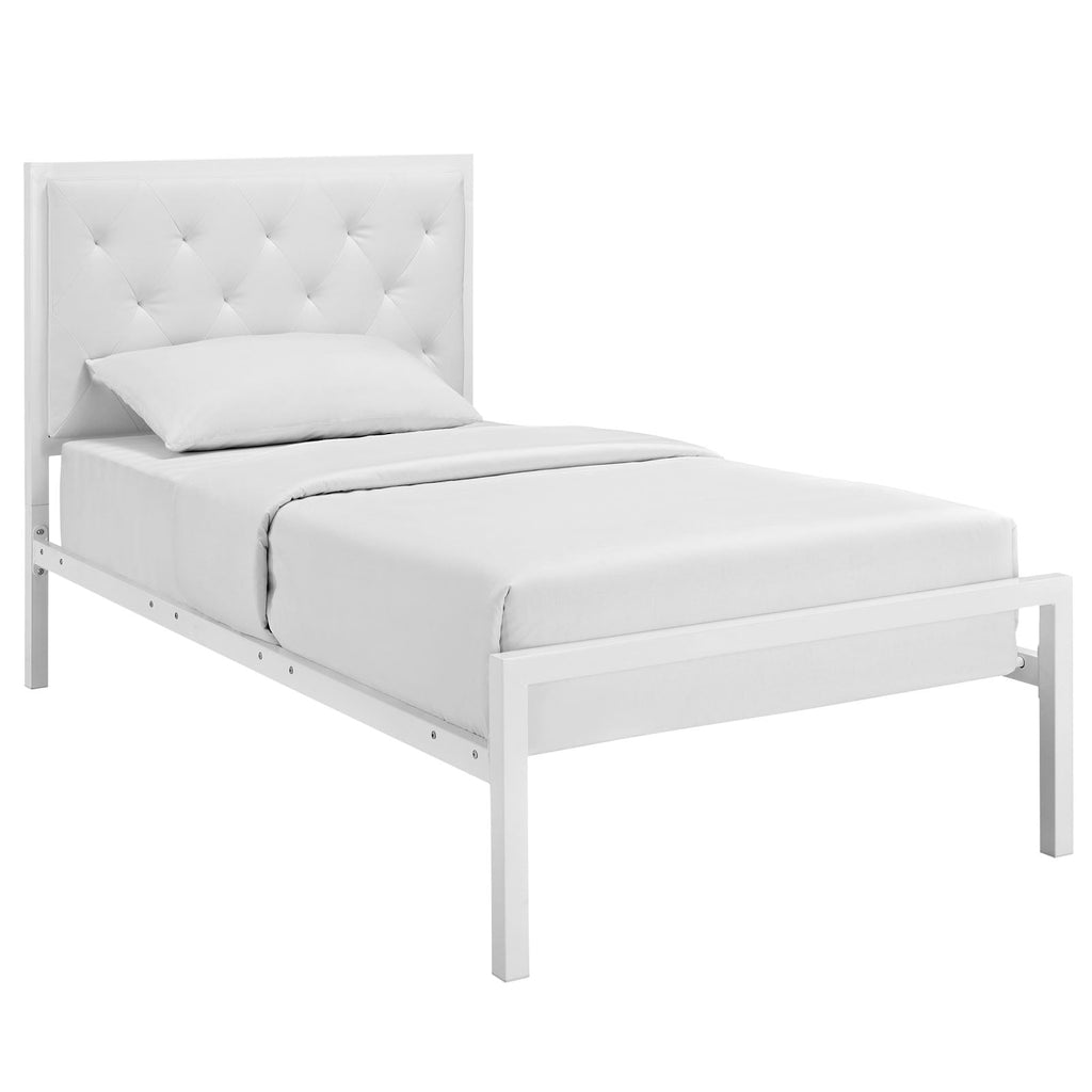 Mia Vinyl Twin Bed by Modway
