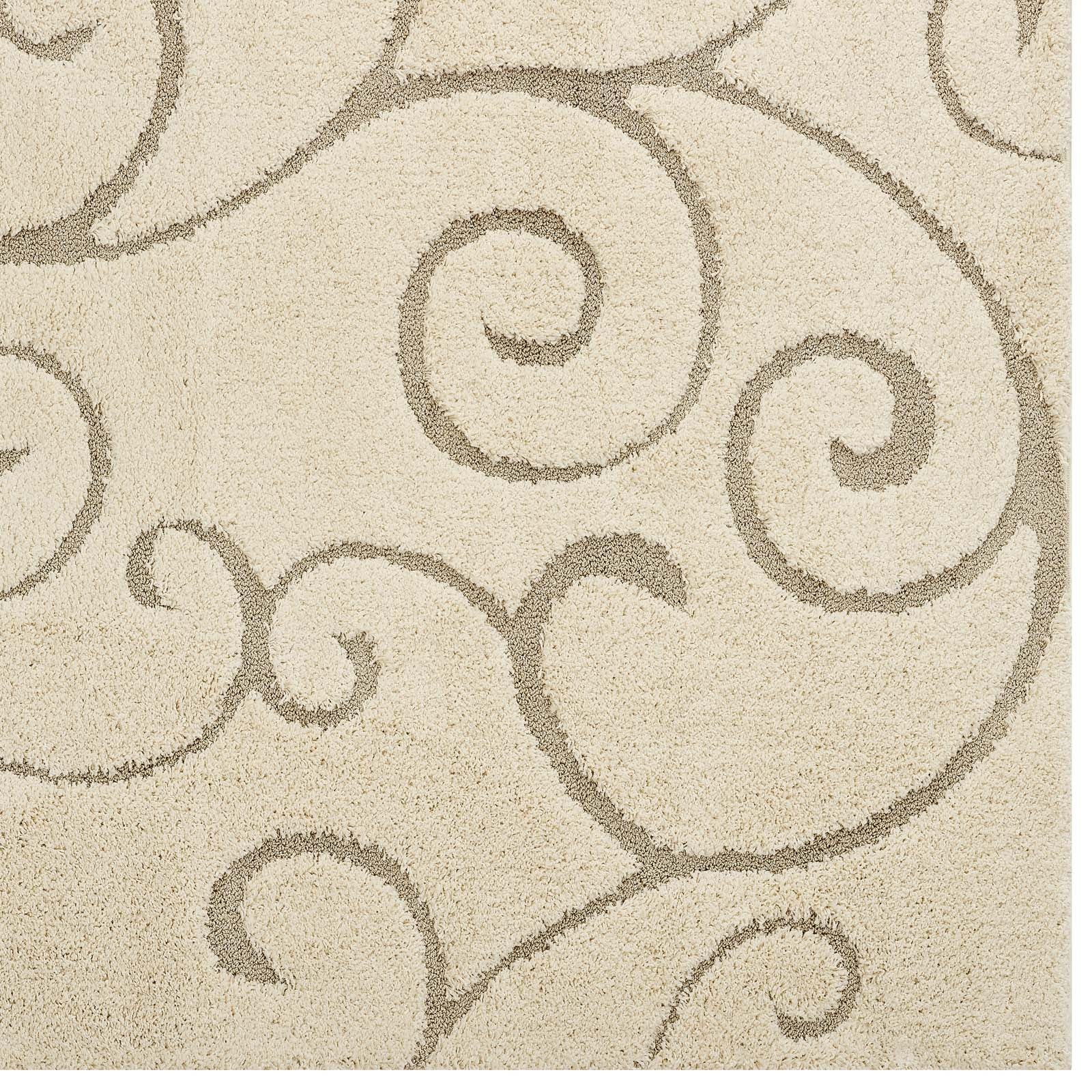 Jubilant Burgeon Scrolling Vine Shag 5x8 Area Rug by Modway