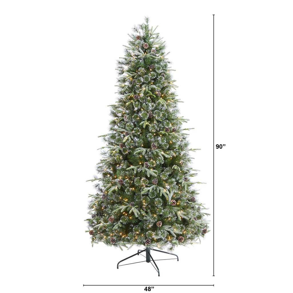 7.5' Snowed Tipped Clermont Mixed Pine Artificial Christmas Tree