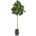 80"  Fiddle Leaf Fig Artificial tree in Ribbed Metal Planter