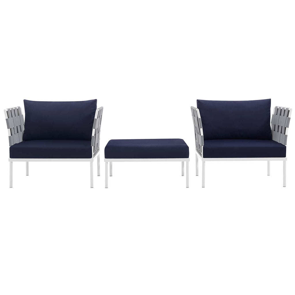 Harmony 3 Piece Outdoor Patio Aluminum Sectional Sofa Set by Modway